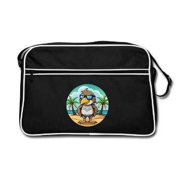 Hawk Drôle Dessin Animé Plage D’été Lunettes De Soleil Autocollant - Sac Retro - noir/blanc - Devant