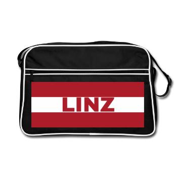 Linz City in Austrian Flag - Retro Bag - black/white - Front