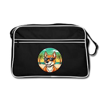 Dingo Dog Breed Cartoon Sunglasses Beach - Retro Bag - black/white - Front