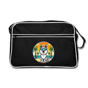 Carpathian Shepherd Dog Breed Cartoon Sunglasses - Retro Bag - black/white - Front