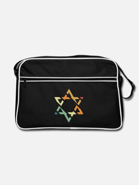 Davidstern - Retro Tasche - Schwarz/Weiß