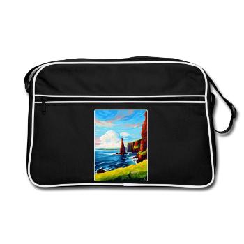 Duncansby Stacks Schottland UK Vintage Reiseposter - Retro Tasche - Schwarz/Weiß - Vorne