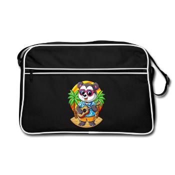 Funny Panda Cartoon Summer Beach Sunglasses Guitar - Retro Bag - black/white - Front