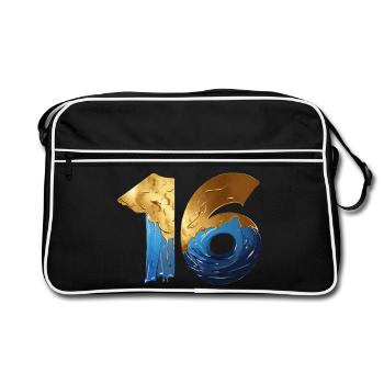 NO. 16 NUMBER 16 COOL 16TH BIRTHDAY - Retro Bag - black/white - Front