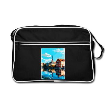 Eskilstuna Suède Affiche de voyage vintage souvenir - Sac Retro - noir/blanc - Devant