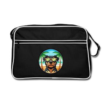 Rottweiler Chien Race Dessin Animé Lunettes De Soleil Plage - Sac Retro - noir/blanc - Devant