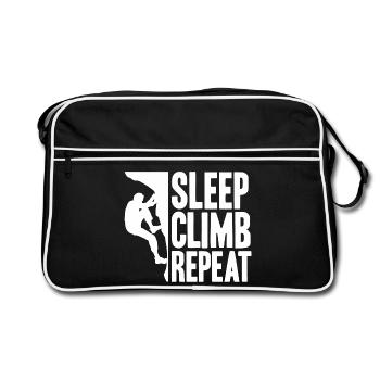 Bouldern Boulder Bergsteiger Klettern - Retro Tasche - Schwarz/Weiß - Vorne