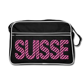 SUISSE. PAYS. GENEVE. HUMOUR. DRAPEAU. GENEVE - Sac Retro - noir/blanc - Devant