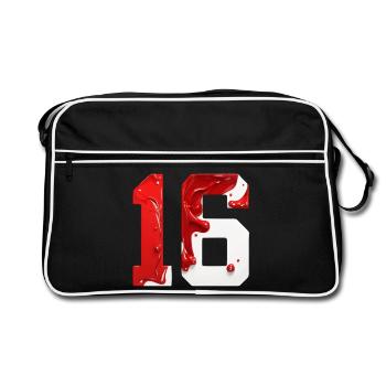 NO. 16 NUMBER 16 RED WHITE 16TH BIRTHDAY - Retro Bag - black/white - Front