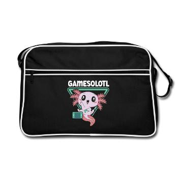 Gamesolotl Videospiel Axolotl Wassertier Gamer - Retro Tasche - Schwarz/Weiß - Vorne