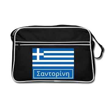 Santorin écrit en grec - Sac Retro - noir/blanc - Devant