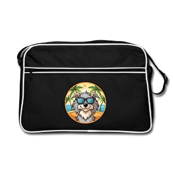Pyrenäen-Schäferhund-Rasse Cartoon-Sonnenbrille Strand - Retro Tasche - Schwarz/Weiß - Vorne