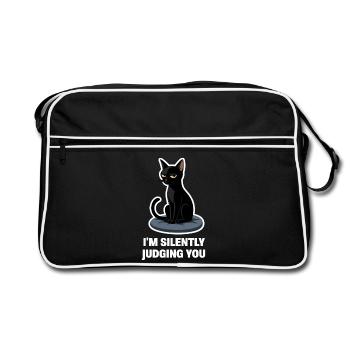 I’m Just Judging You – Sarcastic Black Cat Design - Retro Bag - black/white - Front