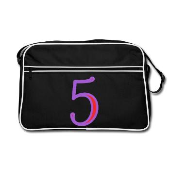 5. 5 ANS. 5e ANNIVERSAIRE. ANNIVERSAIRE 5 ANS - Sac Retro - noir/blanc - Devant
