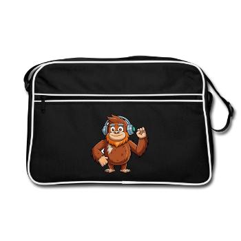 Big Foot Funny Cartoon Character Headphone Music - Retro Bag - black/white - Front
