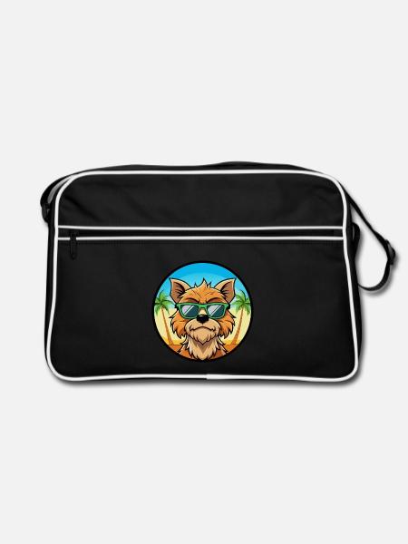 Griffon Bruxellois Hunderasse Cartoon Sonnenbrille - Retro Tasche - Schwarz/Weiß - Vorne