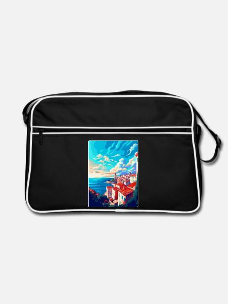 Pula Kroatien Vintage Reiseposter WPA Souvenir - Retro Tasche - Schwarz/Weiß - Vorne