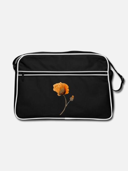 Blume - Retro Tasche - Schwarz/Weiß