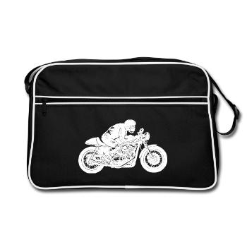 Motorradfahrer - Retro Tasche - Schwarz/Weiß - Vorne