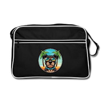 Rottweiler Chien Race Dessin Animé Lunettes De Soleil Plage - Sac Retro - noir/blanc - Devant