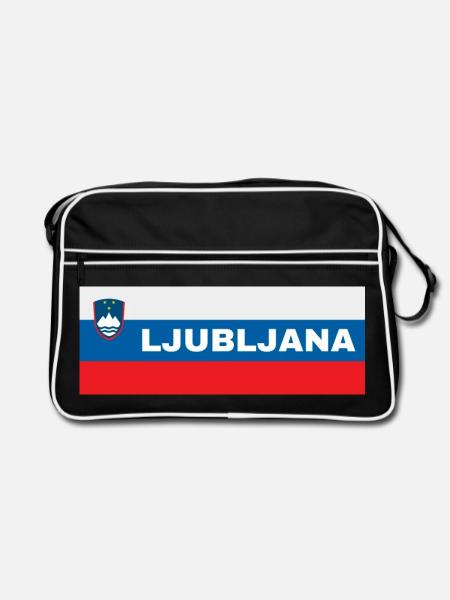 Ljubljana City in Slovenian Flag - Retro Bag - black/white