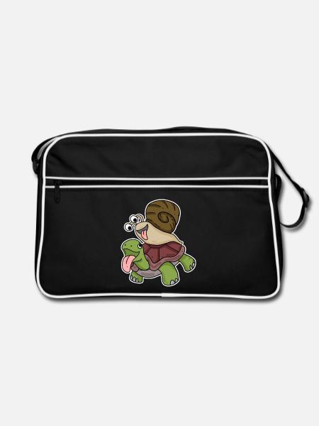 Turtle and snail - Retro Bag - black/white