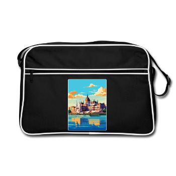 Budapest Ungarn Vintage Reiseplakat Souvenir - Retro Tasche - Schwarz/Weiß - Vorne