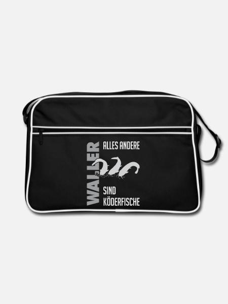 Wels fischen Kampf mit dem starken Wels - Retro Tasche - Schwarz/Weiß - Vorne