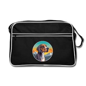 Plott Hund Hund Rasse Cartoon Kawaii Aquarell - Retro Tasche - Schwarz/Weiß - Vorne