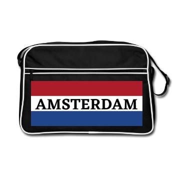 La ville d’Amsterdam dans le drapeau néerlandais - Sac Retro - noir/blanc - Devant