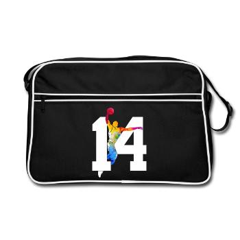 NUMMER 14 BASKETBALL 14. GEBURTSTAG - Retro Tasche - Schwarz/Weiß - Vorne