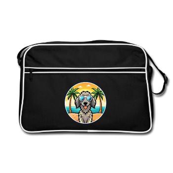 Chien d’arrêt allemand à poil long race dessin animé plage - Sac Retro - noir/blanc - Devant