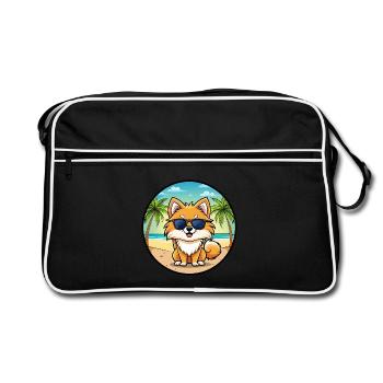 Poméranie Spitz allemand race de chien Cartoon Beach - Sac Retro - noir/blanc - Devant