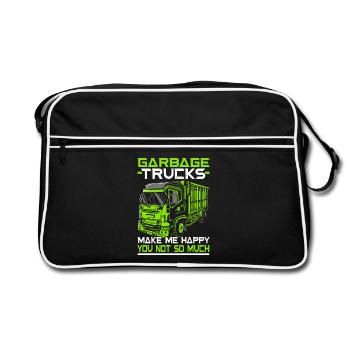 Garbage Truck Trash Collector Recycling Abfall - Retro Tasche - Schwarz/Weiß - Vorne