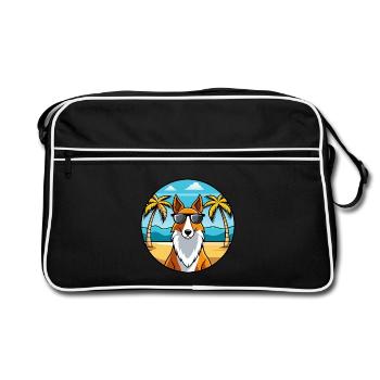 Smooth Collie Chien Race Dessin Animé Lunettes de Soleil Plage - Sac Retro - noir/blanc - Devant