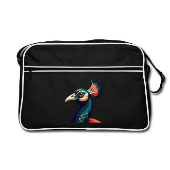 paon dessin animé personnage animal de compagnie coloré - Sac Retro - noir/blanc - Devant