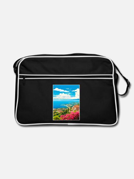 Cote D Azur Frankreich Vintage Reiseposter Souvenir - Retro Tasche - Schwarz/Weiß