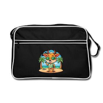 Antelope Funny Cartoon Summer Beach Sunglasses - Retro Bag - black/white - Front