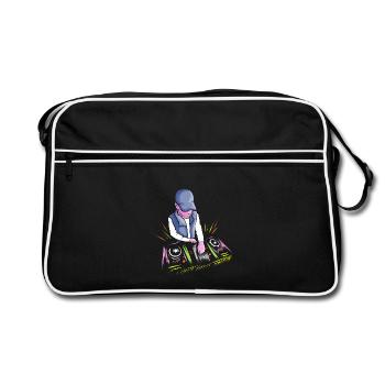 DJ am Mischpult Plattenspieler Party - Retro Tasche - Schwarz/Weiß - Vorne