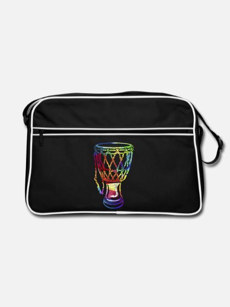 Pulsierende Djembe Trommelmusik - Retro Tasche - Schwarz/Weiß