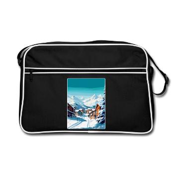 Val Thorens Frankreich Vintage Reiseplakat Souvenir - Retro Tasche - Schwarz/Weiß - Vorne