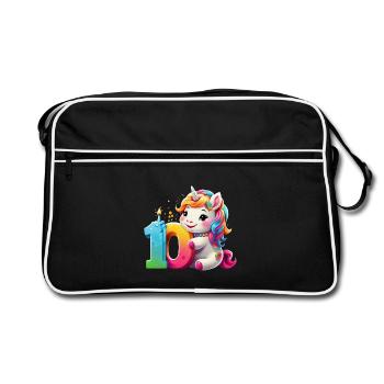 NUMMER 10 JAHRE EINHORN 10. GEBURTSTAG - Retro Tasche - Schwarz/Weiß - Vorne