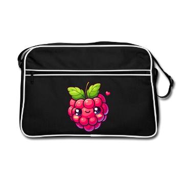 Raspberry - Heart - Retro Bag - black/white - Front