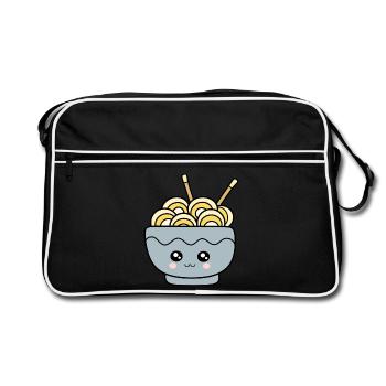Ramen Nudeln Japan Küche - Retro Tasche - Schwarz/Weiß - Vorne
