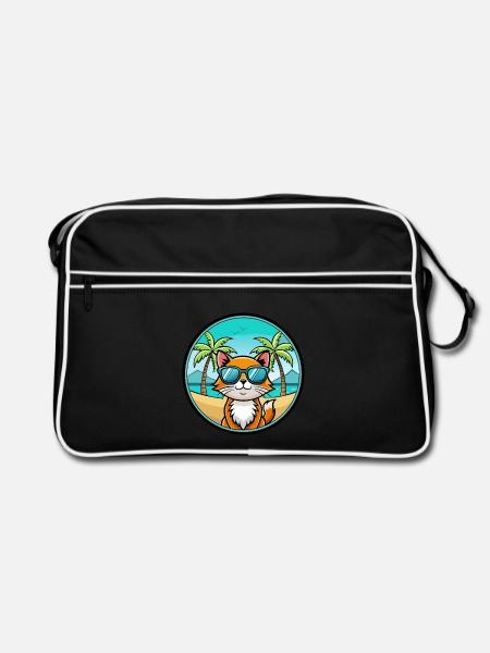 Hantilly Tiffany Katzenrasse Cartoon Sonnenbrille Strand - Retro Tasche - Schwarz/Weiß - Vorne