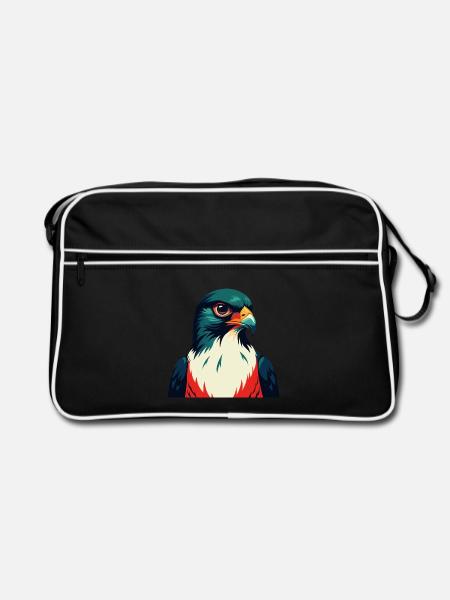 Falke Zeichentrickfigur Buntes Haustier Tier - Retro Tasche - Schwarz/Weiß - Vorne