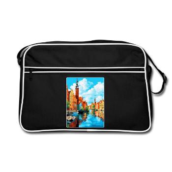 Danzig Polen Vintage Reiseposter WPA Souvenir - Retro Tasche - Schwarz/Weiß - Vorne