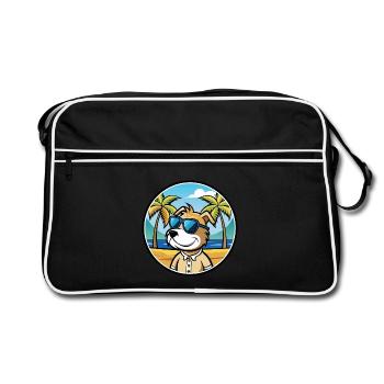 Sporting Lucas Terrier Hunderasse Cartoon Beach - Retro Tasche - Schwarz/Weiß - Vorne