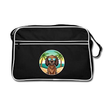 Chien d’arrêt allemand à poil long race dessin animé plage - Sac Retro - noir/blanc - Devant