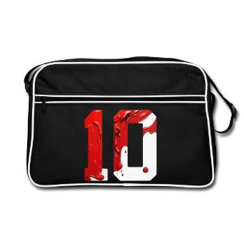 NR. 10 NUMMER 10 ROT WEIß 10. GEBURTSTAG - Retro Tasche - Schwarz/Weiß - Vorne